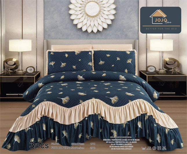 Set Cuvertura de Pat cu Volane 220x270 cm + 2 Fete Perna | Cod CUV2 - Casa Super