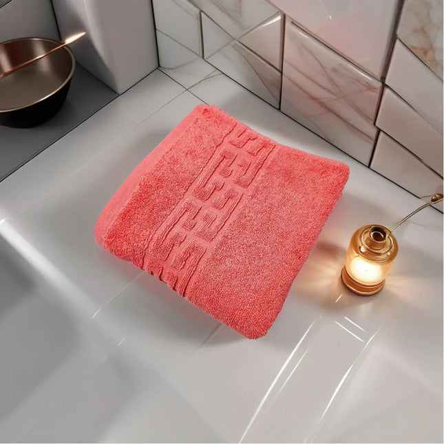 Prosop de Lux 50×90cm 100% Bumbac Pieptanat 650 g/mp-Roz Coral - Casa Super