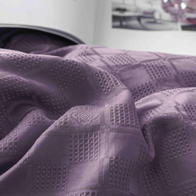 Lenjerie de Pat Dublu Jacquard Finet 6 Piese - Mov Ametist - Casa Super