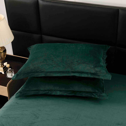 Lenjerie Premium Pentru Pat Dublu Blanita de Iepure 6 Piese Verde Smarald - Casa Super