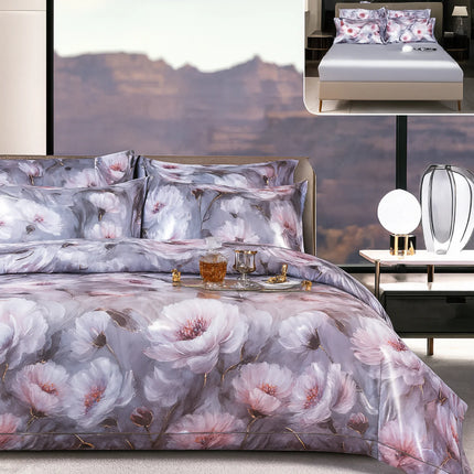 Lenjerie Deluxe din Satin, 6 piese, cearșaf cu elastic Cod Stn3