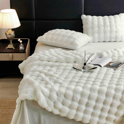 Lenjerie Premium Pentru Pat Dublu Blanita de Iepure 6 Piese | Crem Deschis - Casa Super
