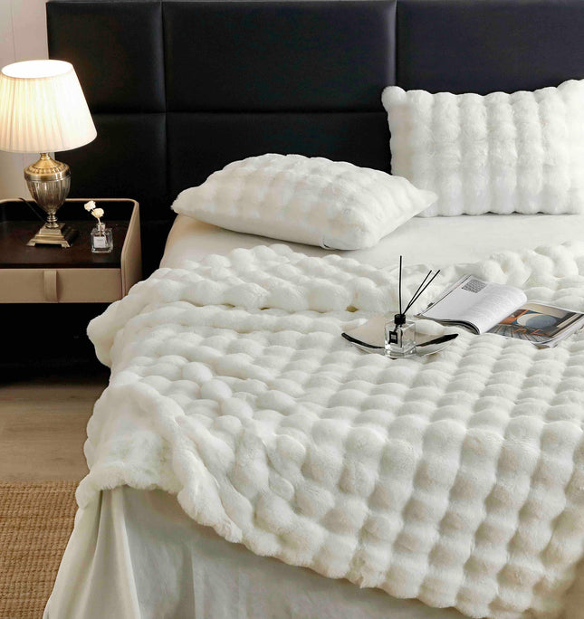 Lenjerie Premium Pentru Pat Dublu Blanita de Iepure 6 Piese | Crem Deschis - Casa Super