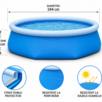 Piscina gonflabila, rotunda, 244 x 61 cm, 1880 L • *BESTWAY*