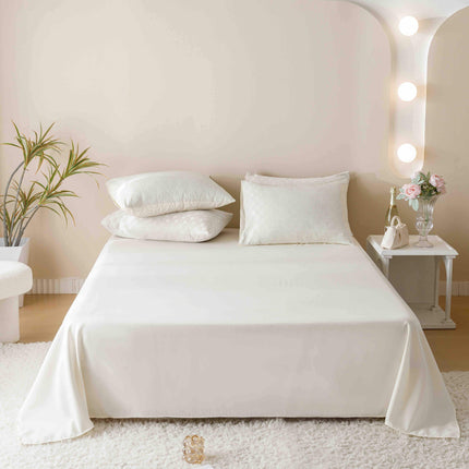 Lenjerie de Pat Dublu Jacquard Finet 6 Piese - Crem - Casa Super