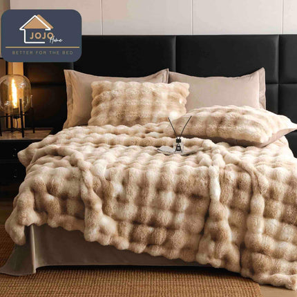 Lenjerie Premium Pentru Pat Dublu Blanita de Iepure 6 Piese | Crem de Lux - Casa Super
