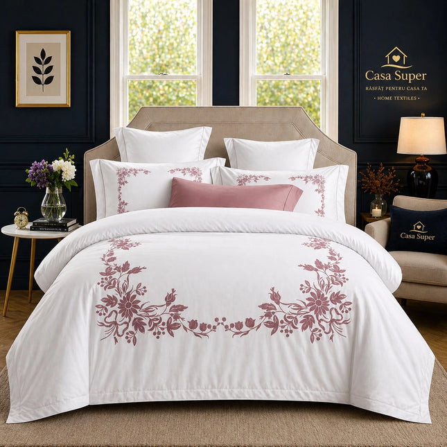 Lenjerie Din Bumbac Soft Touch Premium Cu Elastic - Gradina Simetrica Cod PRM8