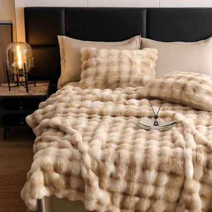 Lenjerie Premium Pentru Pat Dublu Blanita de Iepure 6 Piese | Crem de Lux - Casa Super