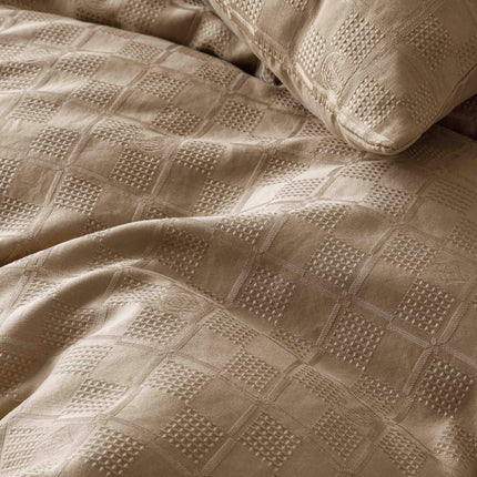 Lenjerie de Pat Dublu Jacquard Finet 6 Piese - Maro - Casa Super