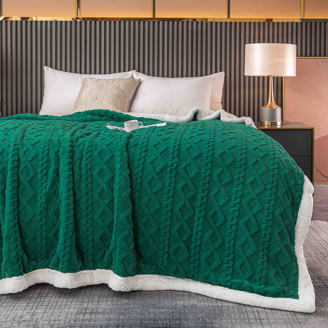 Patura Groasa Cocolino - Pufoasa Cu Blanita 230x200cm - Verde Smarald