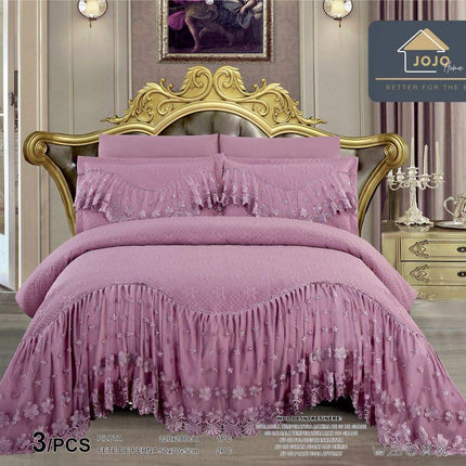 Set 3 Piese - Cuvertura Finet Cu Volane 220x270 cm + 2 Fete Perna | Cod CUV22 - Casa Super