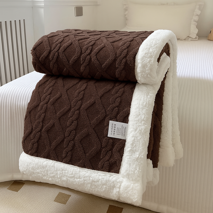 Patura Groasa Cocolino - Pufoasa Cu Blanita 230x200cm -Maro Inchis