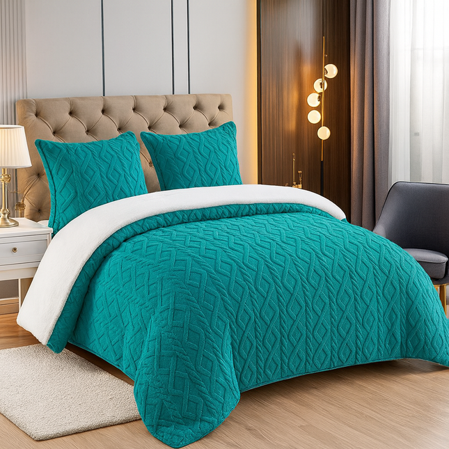 Pilota Groasa Cocolino Cu Blanita 200x230 Model Tricot Cu Blanita 5Kg + 2 Fete Perna-Turcoaz
