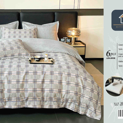 Lenjerie de Pat Finet 6 Piese in Cutie – Calitate Premium | COD LIV67