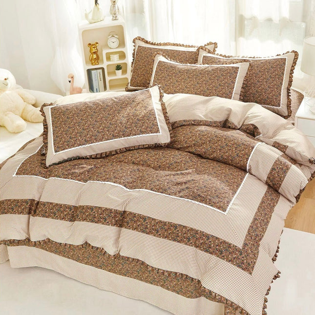 Lenjerie Premium din Bumbac Finet cu Volanase 4 Piese | Cod VLN18 - Casa Super