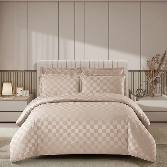Lenjerie Deluxe Damasc Finetat, 4 piese, cearșaf cu elastic, Cod: Dms12
