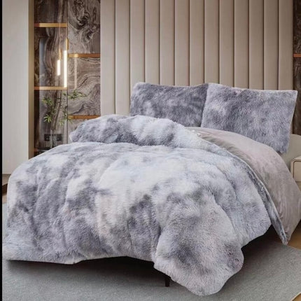 Lenjerie de Pat Fluffy Super Pufoasa Cocolino, 2 Persoane, 4 piese - Icy Grey