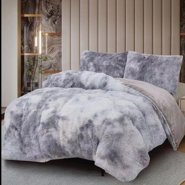 Lenjerie de Pat Fluffy Super Pufoasa Cocolino, 2 Persoane, 4 piese - Icy Grey