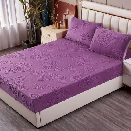 Husa Pufoasa de Pat Cocolino 180x200 cu Elastic 3 Piese +2 Fete de Perna-Mov