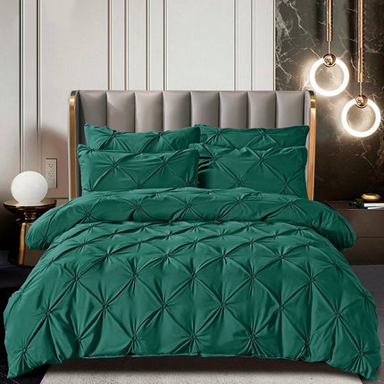 Set Lenjerie Brodata Uni, Model cu Pliuri, Bumbac Finet, 6 Piese, Pat 2 Persoane –Cod BR99 - Casa Super