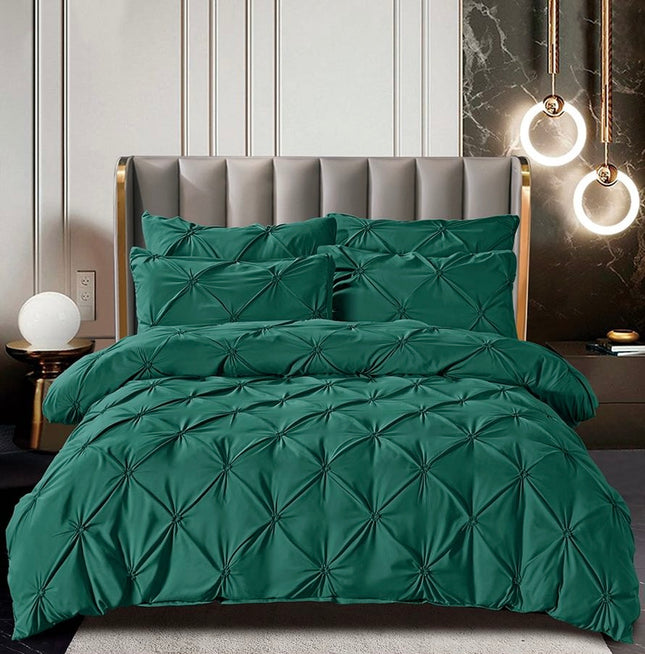 Set Lenjerie Brodata Uni, Model cu Pliuri, Bumbac Finet, 6 Piese, Pat 2 Persoane –Cod BR99 - Casa Super