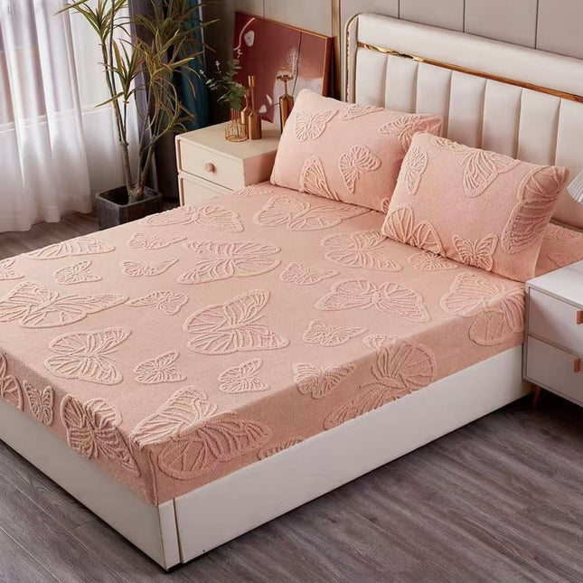 Husa Pufoasa de Pat Cocolino 180x200 cu Elastic 3 Piese +2 Fete de Perna-Piersicuta