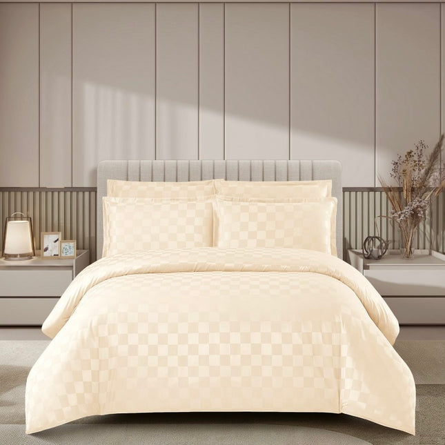 Lenjerie Deluxe Damasc Finetat, 4 piese, cearșaf cu elastic, Cod: Dms13