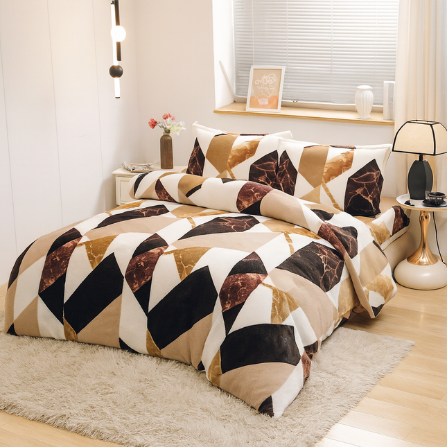 Lenjerie Cocolino Calduroasa, 4 piese – Model Geometric Marmurat