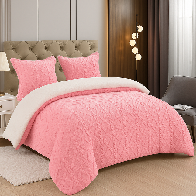 Pilota Groasa Cocolino Cu Blanita 200x230 Model Tricot Cu Blanita 5Kg + 2 Fete Perna-Roz