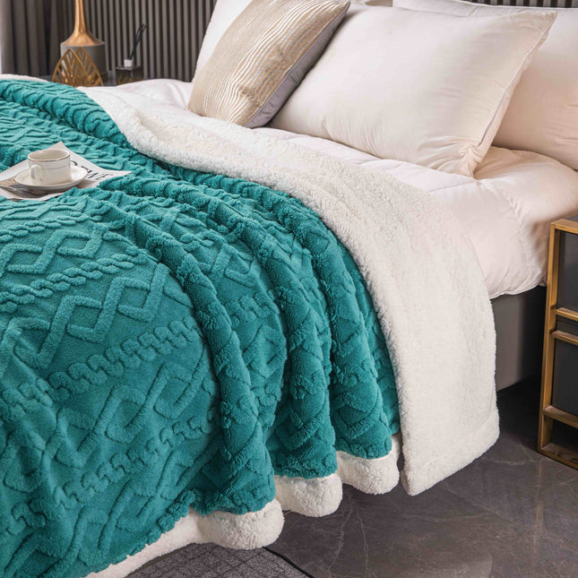 Patura Groasa Cocolino - Pufoasa Cu Blanita 230x200cm -Turcoaz is