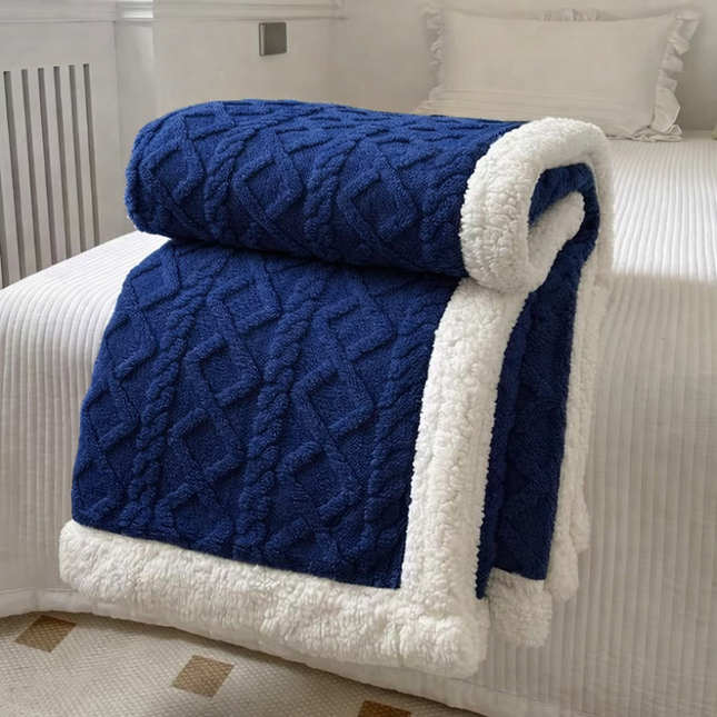 Patura Groasa Cocolino - Pufoasa Cu Blanita 230x200cm -Albastru