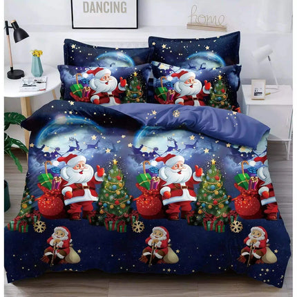 Lenjerie de Pat Bumbac Finet 6 Piese cu Elastic Model 5D Model Crăciun - Ursulețul Polar Cod FINC01