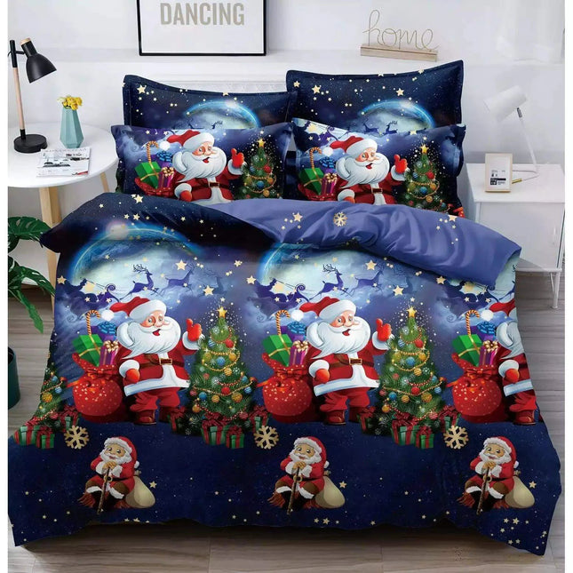 Lenjerie de Pat Bumbac Finet 6 Piese cu Elastic Model 5D Model Crăciun - Ursulețul Polar Cod FINC01