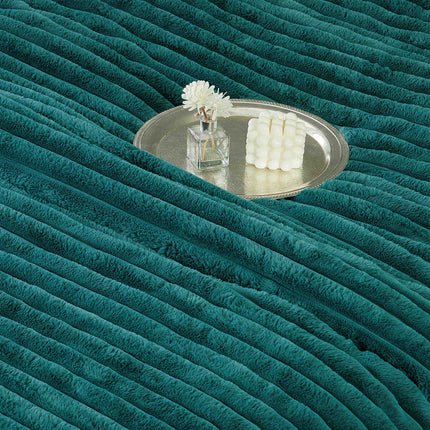 Lenjerie de Pat cu Pilota Inclusa, Blanita Artificiala de Iepure, Cearsaf cu Elastic, 6 Piese, Pat Dublu - Verde Smarald