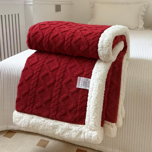 Patura Groasa Cocolino - Pufoasa cu Blanita 230x200cm  - Visiniu