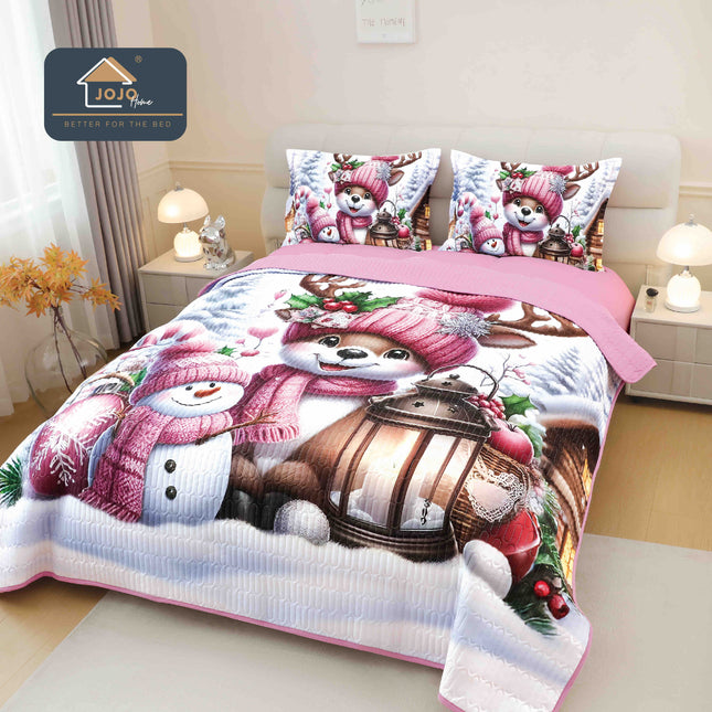 Set Cuvertură de Pat Crăciun 5D – Magia Roz Cod CUVC15