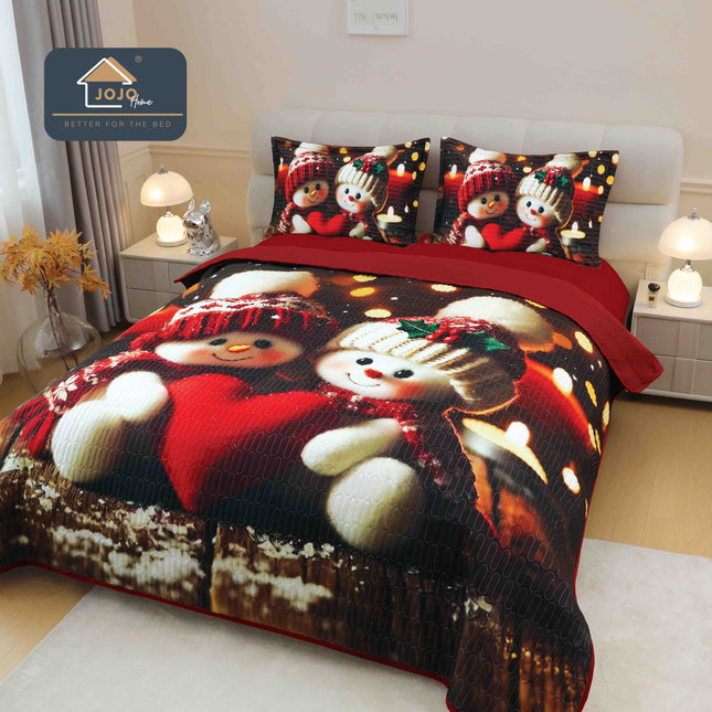 Set Cuvertură de Pat Crăciun 5D - Inimă de Iarnă Cod CUV17