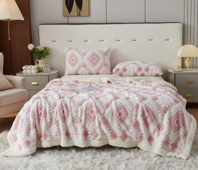 Patura Cocolino Astra Premium Sherpa – 200×230 – Pufoasa si Calduroasa - Roz