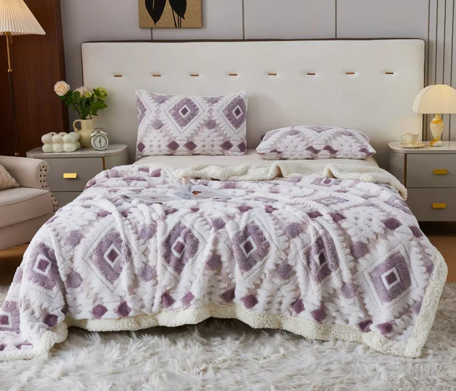 Patura Cocolino Astra Premium Sherpa – 200×230 – Pufoasa si Calduroasa - Mov