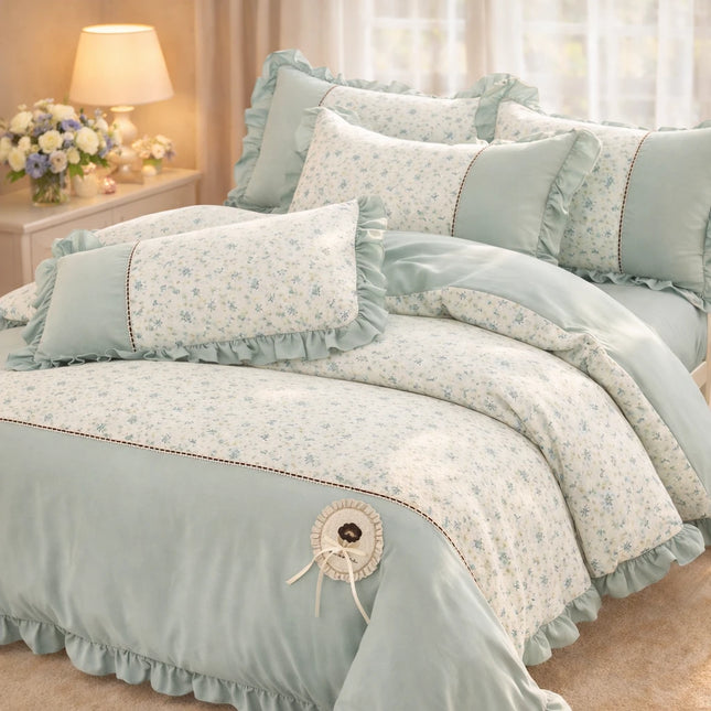 Lenjerie Premium din Bumbac Soft Touch cu Volanase 4 Piese | Cod VLN58