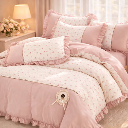 Lenjerie Premium din Bumbac Soft Touch cu Volanase 4 Piese | Cod VLN60