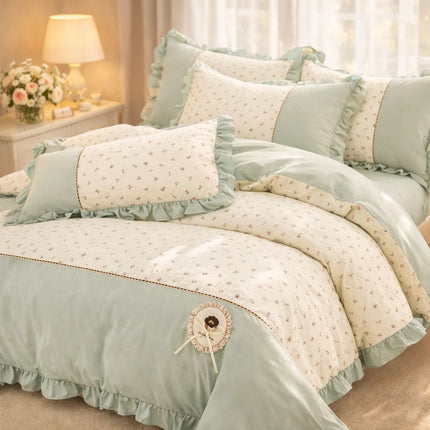 Lenjerie Premium din Bumbac Soft Touch cu Volanase 4 Piese | Cod VLN63