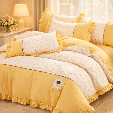 Lenjerie Premium din Bumbac Soft Touch cu Volanase 4 Piese | Cod VLN64