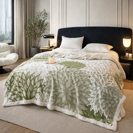 Patura Cocolino Premium Floria Soft 3D – 200x230 cm - Pufoasa si Calduroasa - Vernil