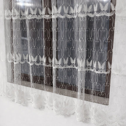 Perdea Bucatarie Brodata 1,6m x 4m -Gata Cusuta cu Tiv si Rejansa, Model Spic de Grau Cod BUC02