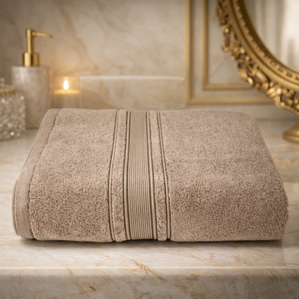 Prosop de Lux 50×90cm 100% Bumbac Pieptanat, Zero Twist,  650 g/mp-Cappuccino