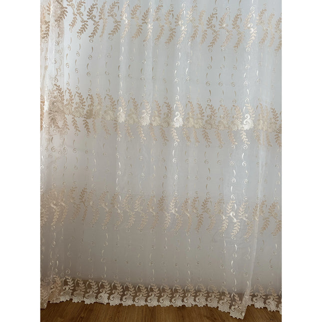 Perdea Royal cu Broderie Champagne 2,7m x 4m - Gata Cusuta cu Tiv si Rejansa Cod RP01