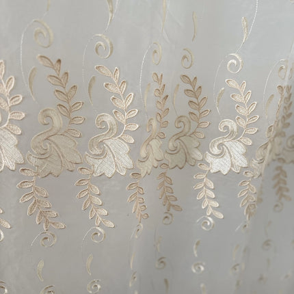 Perdea Royal cu Broderie Champagne 2,7m x 4m - Gata Cusuta cu Tiv si Rejansa Cod RP01