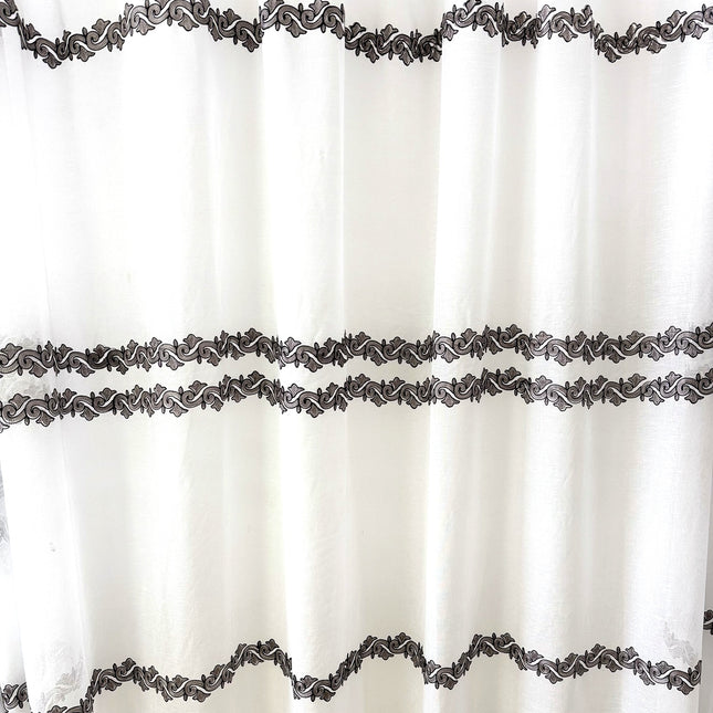 Perdea din In cu Broderie 2,7m x 4m - Gata Cusuta cu Tiv si Rejansa Cod PIV3