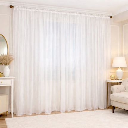 Perdea Voal Alb Elegant 2.7m x 4m - Gata Cusuta cu Tiv si Rejansa Cod PM2